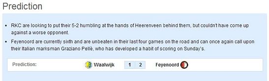 Waalwijk vs Feyenoord - Statistical Preview
