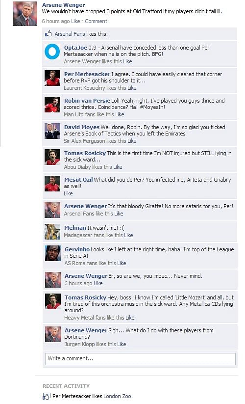 Fake FB Wall: Arsene Wenger updates his status after Old Trafford defeat
