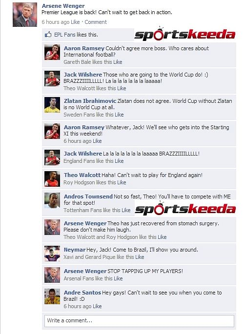 Fake FB Wall: Arsene Wenger updates his wall after International Break