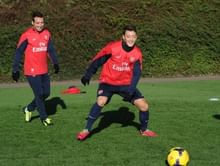 IMAGES: Ozil And Cazorla training hard ahead of Southampton game