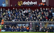 Manchester United's Scottish manager David Moyes (bottom 3rd R) watches the game from the dugout during the English Premier League football match between Aston Villa and Manchester United at Villa Park in Birmingham on December 15, 2013. Manchester United won 3-0. AFP PHOTO/ADRIAN DENNIS - RESTRICTED TO EDITORIAL USE. NO USE WITH UNAUTHORIZED AUDIO, VIDEO, DATA, FIXTURE LISTS, CLUB/LEAGUE LOGOS OR LIVE SERVICES. ONLINE IN-MATCH USE LIMITED TO 45 IMAGES, NO VIDEO EMULATION. NO USE IN BETTING, GAMES OR SINGLE CLUB/LEAGUE/PLAYER PUBLICATIONS. (Photo credit should read ADRIAN DENNIS/AFP/Getty Images)