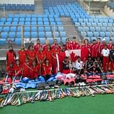Canadian Junior Team donates nearly 300kg of hockey equipment to local children