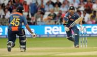 India's Gautam Gambhir (R) and India's R