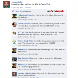 FB Wall: Jacques Kallis trolls Sachin Tendulkar, BCCI comes to the rescue