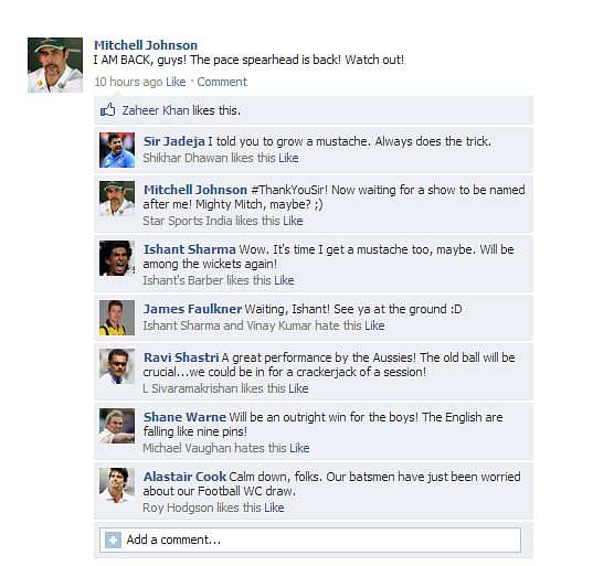 Fake FB Wall: Mitchell Johnson is back