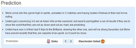 Stoke vs Manchester United - Statistical Preview