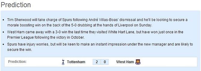 Tottenham vs West Ham - Statistical Preview