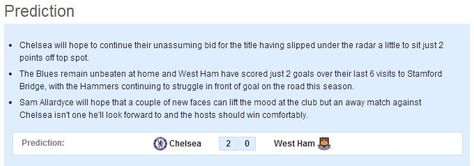 Chelsea vs West Ham - Statistical Preview