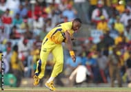 Chennai Super Kings cricketer Dwayne Bravo bowls during the IPL Twenty20 cricket match between Chennai Super Kings and Kings XI Punjab at The M.A.Chidambaram Stadium in Chennai on April 28, 2012. RESTRICTED TO EDITORIAL USE. MOBILE USE WITHIN NEWS PACKAGE. AFP PHOTO/Seshadri SUKUMAR (Photo credit should read SESHADRI SUKUMAR/AFP/GettyImages)