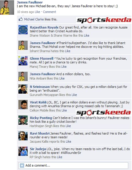 FB Wall: James Faulkner celebrates Australia's victory in the 2nd ODI