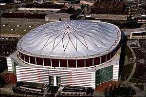 The Georgia Dome, home of the Atlanta Falcons. Construction is set to begin in 2014 on a new stadium for the team.