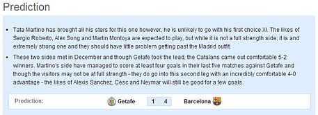Getafe vs Barcelona - Statistical Preview