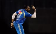 MUMBAI, INDIA - APRIL 21: Kieron Pollard of the Mumbai Indians celebrates during the 2010 DLF Indian Premier League T20 semi final match between Royal Challengers Bangalore and the Mumbai Indians played at the Dr D Y Patil Cricket Stadium on April 21, 2010 in Mumbai, India. (Photo by Graham Crouch-IPL 2010/IPL via Getty Images)
