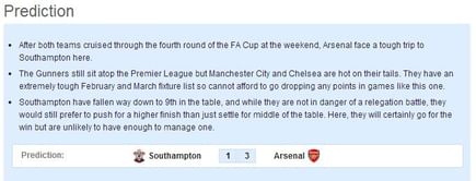 Southampton vs Arsenal - Statistical Preview