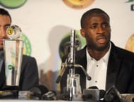 Manchester City midfielder Yaya Toure speaks after being declared winner of CAF African Footballer of the Year Award in Lagos on January 9, 2014.