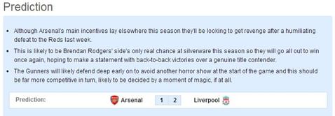 Arsenal vs Liverpool - Statistical Preview