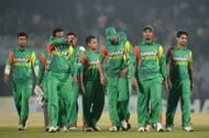 A disappointed Bangladesh team walk off after a second last-ball defeat in three days