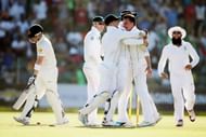 Dale Steyn of South Africa celebrates after bowling out Brad Haddin of Australia during day four of the Second Test match between South Africa and Australia