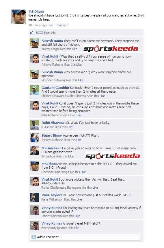 Fake FB Wall: MS Dhoni rues ODI series loss; Team India trolled