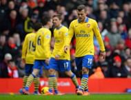 Disappointed Arsenal players in their game against Liverpool at Anfield