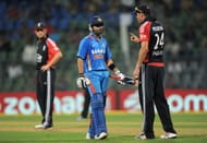 MUMBAI, INDIA - OCTOBER 23: Kevin Pietersen of England speaks with Virat Kohli of India during the 4th One Day International between India and England at Wankhede Stadium on October 23, 2011 in Mumbai, India. (Photo by Gareth Copley/Getty Images)