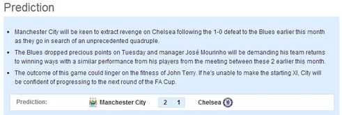 Manchester City vs Chelsea - Statistical Preview