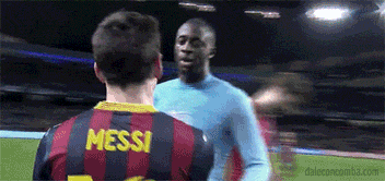 GIF: Messi hugs Yaya Toure