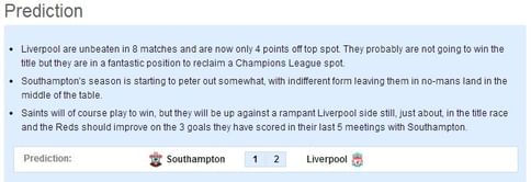 Southampton vs Liverpool - Statistical Preview
