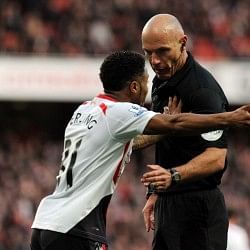 Howard Webb's spooky reaction to Raheem Sterling pushing him
