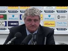 Hull City manager Steve Bruce interrupts his own press conference to see Wayne Rooney's wonder goal