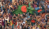 A section of cheerful Bangladesh cricket fans
