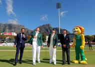 CAPE TOWN, SOUTH AFRICA - MARCH 01: Graeme Smith of South africa tosses the coin next to Michael Clarke of Australia during day 1 of the 3rd Test match between South Africa and Australia at Sahara Park Newlands on March 01, 2014 in Cape Town, South Africa. (Photo by Carl Fourie/Gallo Images/Getty Images)