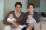Federer with his wife and kids