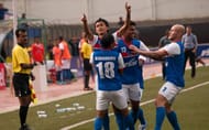 Siam Hanghal pointing to the crowd after scoring against Dempo Photo Credit: Bengaluru FC