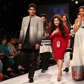 Olympic boxer Vijender Singh, star of Bollywood film 'Fugly', walks the ramp at Lakme Fashion Week