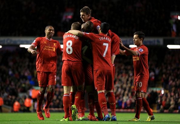Liverpool players celebrating