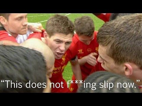 What did Steven Gerrard say in Liverpool huddle after beating Manchester City?