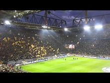 Borussia Dortmund fans sing "You'll never walk alone" as a tribute to the Hillsborough victims