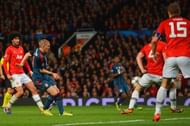 Bastian Schweinsteiger scores against Manchester United