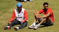Indian cricketers Suresh Raina (L) and A