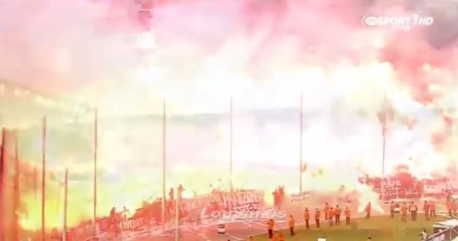 PAOK fans take scaring tactics to a new level in game against Olympiakos