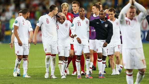 England Team after their quarter final exit against Italy during the 2012 Euro