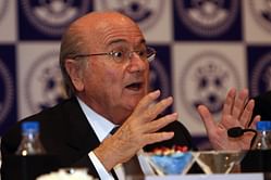 FIFA President Sepp Blatter congratulates I-League champions Bengaluru FC