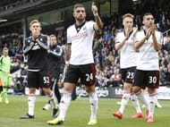 Fulham players applaud their fans after their last Premier League game