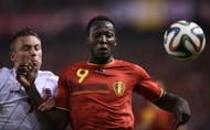 Luxembourg's defender Tom Schnell (L) vies with Belgium's forward Romelu Lukaku during the friendly football match between Belgium and Luxembourg at the Fenix stadium in Genk.