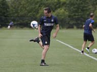 Steve Nash warms up before his try-out with Inter Milan in hopes of joining the Guinness International Champions Cup on Tuesday, July 30, 2013 in Whippany, New Jersey.
