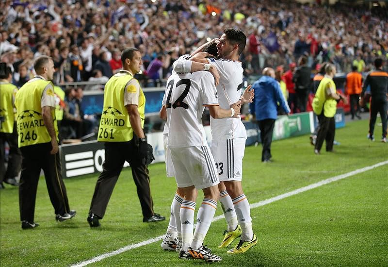 Real Madrid celebrate a goal in the UEFA Champions League Final