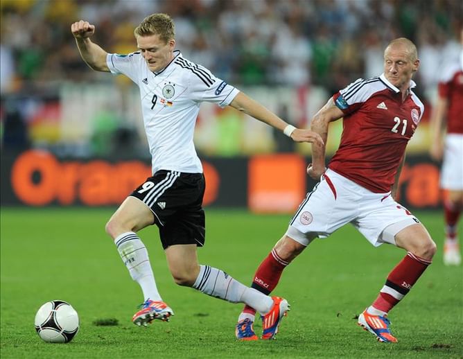 Andre Schurrle congratulates Chelsea teammates after Brazil beat Chile