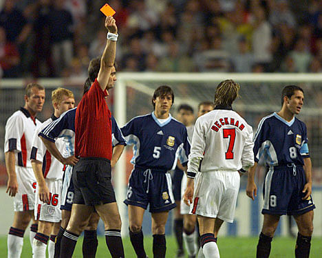 Iconic World Cup Moments: When David Beckham saw red for kicking Diego Simeone
