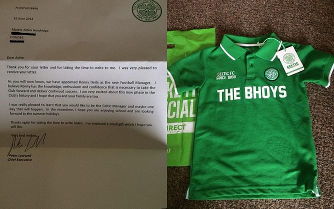 Celtic FC shows class by responding to six-year old's request to be club's new manager